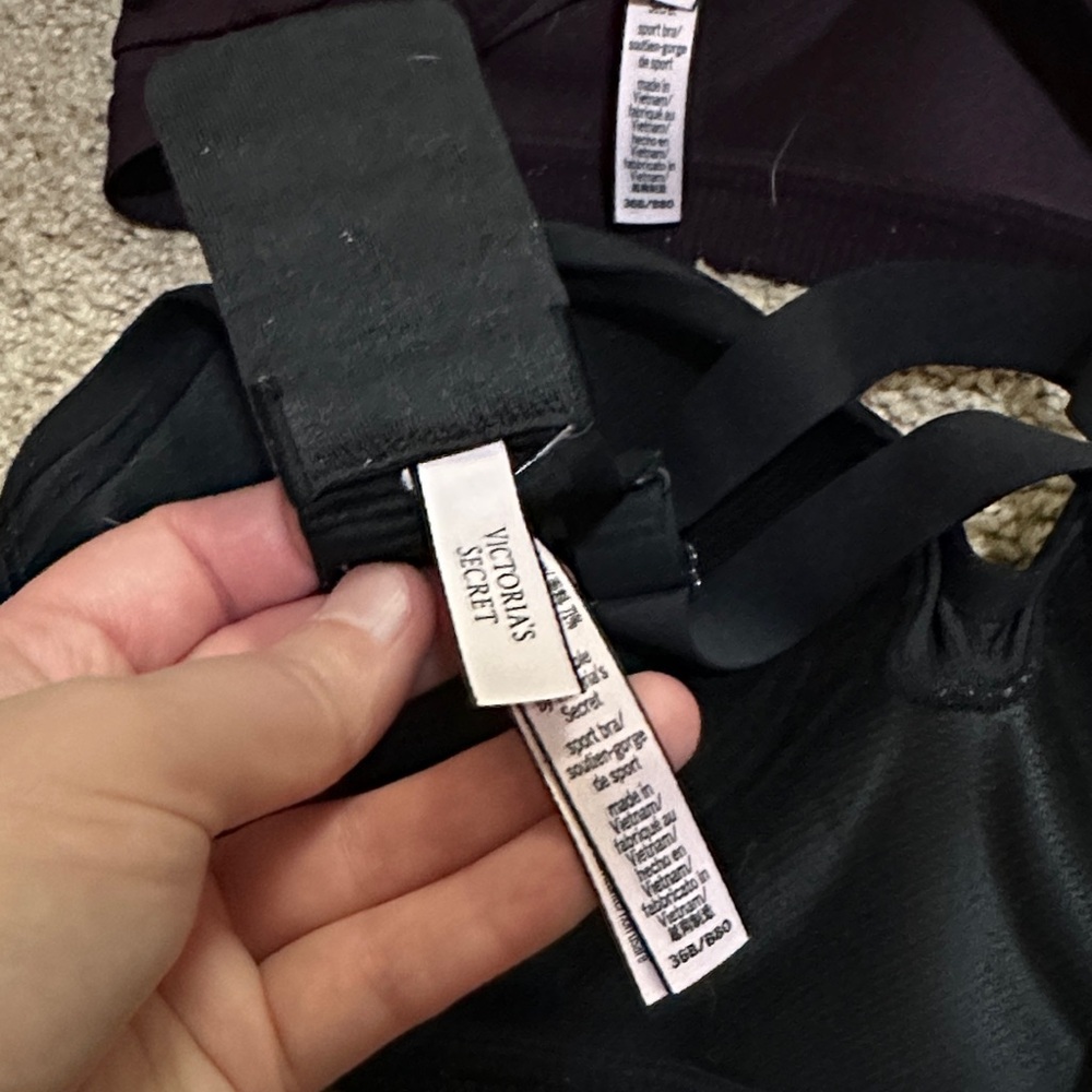 Victoria's Secret Black and Plum Padded Sports Bra Duo - Picture 4 of 7